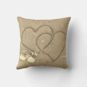 coquilles & coeur sur la plage coussin de mariage  (Verso)