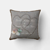 coquilles & coeur sur la plage coussin de mariage  (Verso)