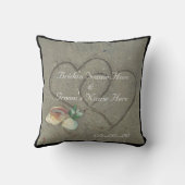 coquilles & coeur sur la plage coussin de mariage  (Verso)
