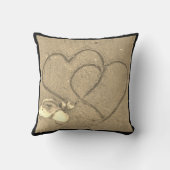 coquilles & coeur sur la plage coussin de mariage  (Verso)