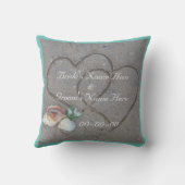 coquilles & coeur sur la plage coussin de mariage  (Verso)