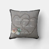 coquilles & coeur sur la plage coussin de mariage  (Verso)