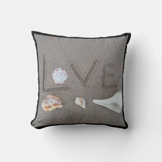 coquilles & coeur sur la plage coussin de mariage  (Recto)