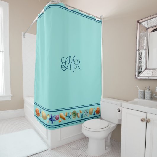 Coquilles et rayures Douche rideau (En situation)