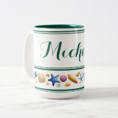 Coquilles et rayures Mug à café à deux tons (Devant gauche)