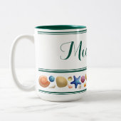 Coquilles et rayures Mug à café à deux tons (Gauche)