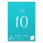 Coquilles Sur La Plage Mariage Cartes De Table Car (Dos)