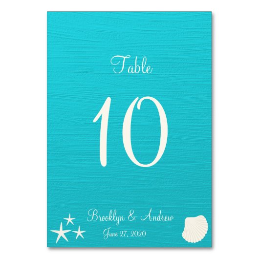 Coquilles Sur La Plage Mariage Cartes De Table Car (Par défaut)