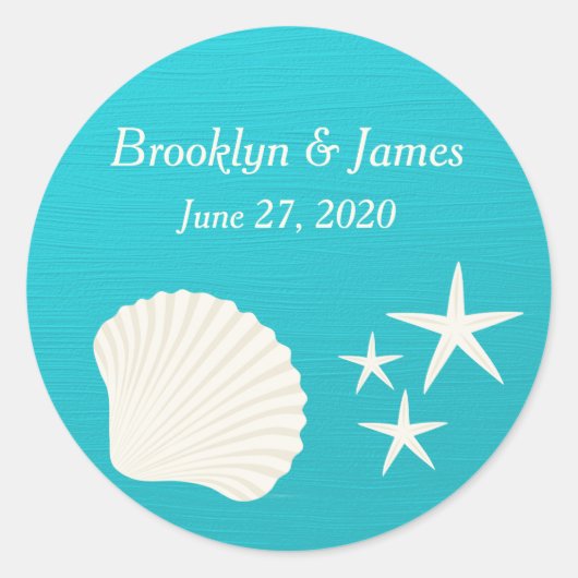 Coquilles Sur Stickers Mariage Plage (Devant)