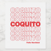 Coquito Christmas Feliz Navidad Wijn Etiket (Enkel label)