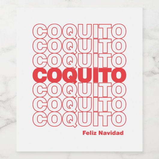 Coquito Christmas Feliz Navidad Wijn Etiket (Enkel label)