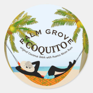 Coquito Coconut Tropical Fruit Drink Ronde Sticker