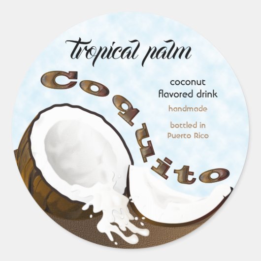 Coquito Coconut Tropical Fruit Ronde Sticker (Voorkant)