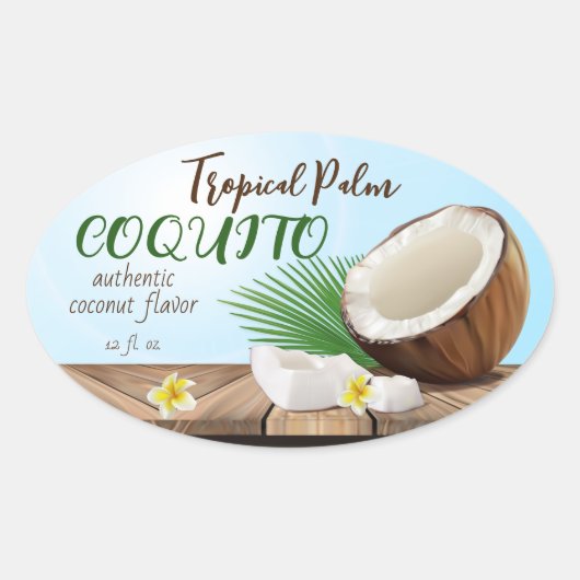 Coquito Coconut Tropical Ovale Sticker (Voorkant)