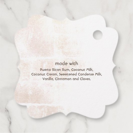 Coquito Coconut Tropical Palm Bedankjes Labels (Achterkant)