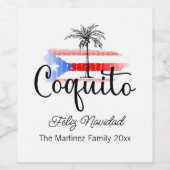 Coquito Feliz Navidad Drapeau Étiquette de bouteil (Étiquettes simples)