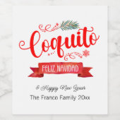 Coquito Feliz Navidad Étiquette de la bannière rou (Étiquettes simples)