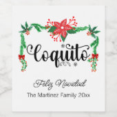 Coquito Feliz Navidad Pine garland Étiquette de bo (Étiquettes simples)