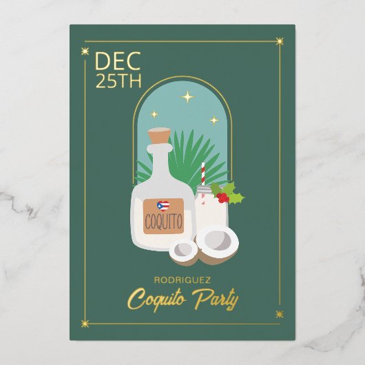 Coquito Fête Foil Invitation (Recto)
