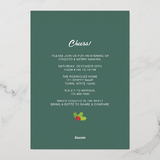 Coquito Fête Foil Invitation (Verso)