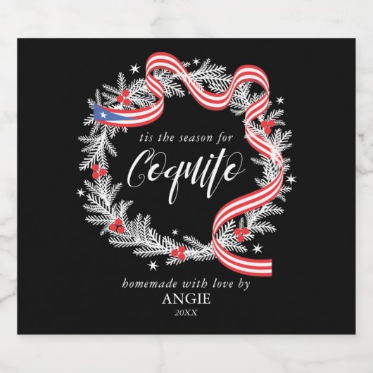 Coquito Noël Wreath Wine Étiquette (Étiquettes simples)