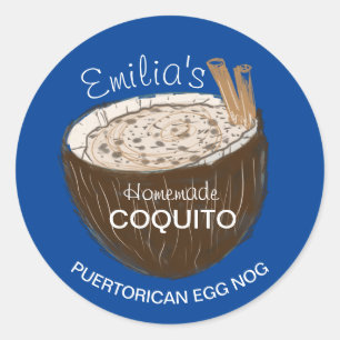 Coquito Recept Drank Kokosschaal Eier Nog  Ronde Sticker