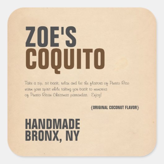 Coquito rustiek modern vierkante sticker (Voorkant)