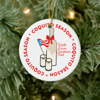 Coquito Season Bottle Puerto Rico Custom Text Keramisch Ornament
