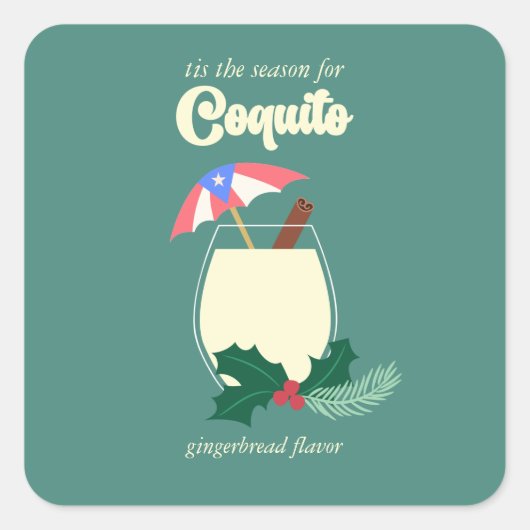 Coquito Seizoen Vierkante Sticker (Voorkant)