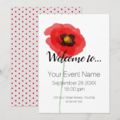 COQULICOT AQUARELLE Invitation Simple (Devant / Derrière)