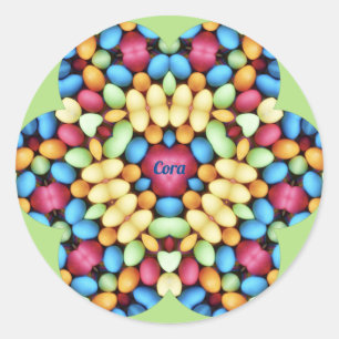 CORA ~ EASTER EIGS MULTICOLORED ~ RONDE STICKER