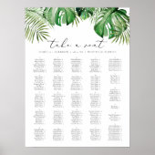 CORA Elegant Waterverf Palm Leaf Seating Chart Poster (Voorkant)