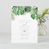 CORA Tropische Waterverf Palm Leaf Wedding Kaart (Staand voorkant)