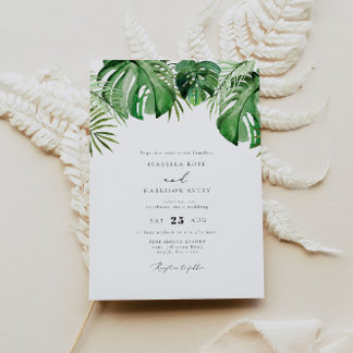 CORA Tropische Waterverf Palm Leaf Wedding Kaart