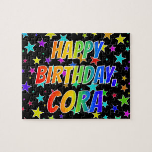 "CORA" Voornaam, geun "HAPPY BIRTHDAY" Legpuzzel