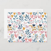 Corações em Aquarela Briefkaart (Voorkant / Achterkant)