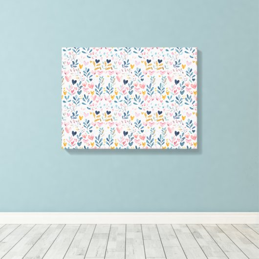 Corações em aquarela canvas afdruk (Insitu (Houten vloer))