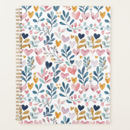Corações em aquarela planner