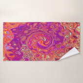 Corail Abstrait rétro et spirale de marbre pourpre (Serviette de bain)