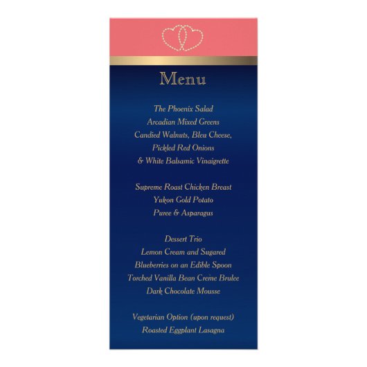 Corail and Navy Gold Hearts - Menu (Devant)