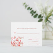 Corail Birds & Swirls Wedding RSVP Response Card (Debout devant)