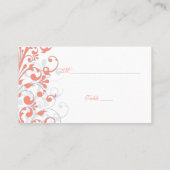 Corail, Blanc Floral Mariage Cartes de Place (Dos)