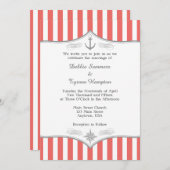 Corail blanc gris Faire-part de mariage nautique (Devant / Derrière)