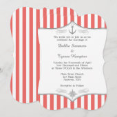 Corail blanc gris Faire-part de mariage nautique (Devant / Derrière)