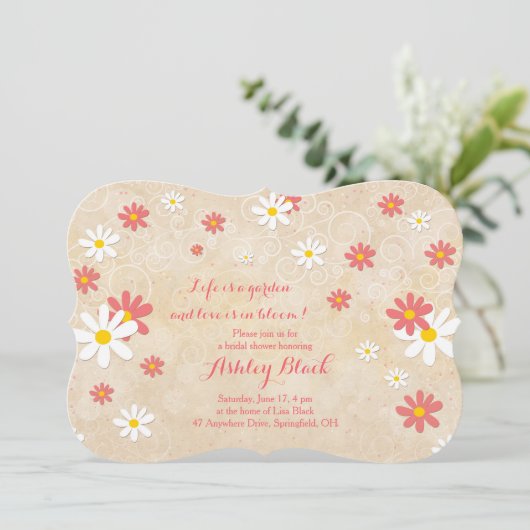 Corail Blanc Jaune Daisy Invitation de la nuptiale (Debout devant)