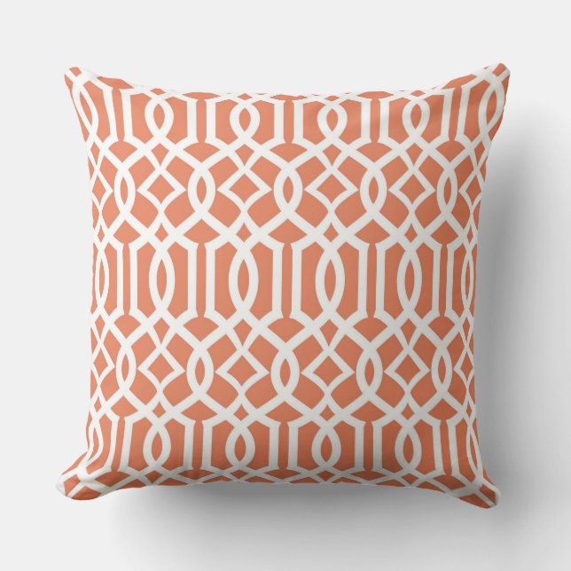 Corail blanc Marocain Trellis Décor Coussin (Recto)