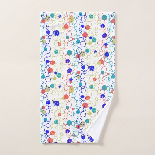 Corail bleu Aqua Lime Cercles verts Points (Serviette à main)