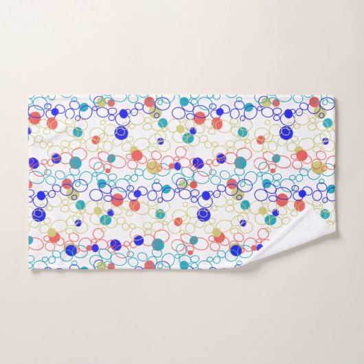 Corail bleu Aqua Lime Cercles verts Points (Serviette à main)