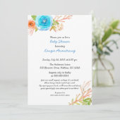 Corail bleu Baby shower Invitations neutre genre (Debout devant)