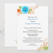 Corail bleu Baby shower Invitations neutre genre (Devant / Derrière)